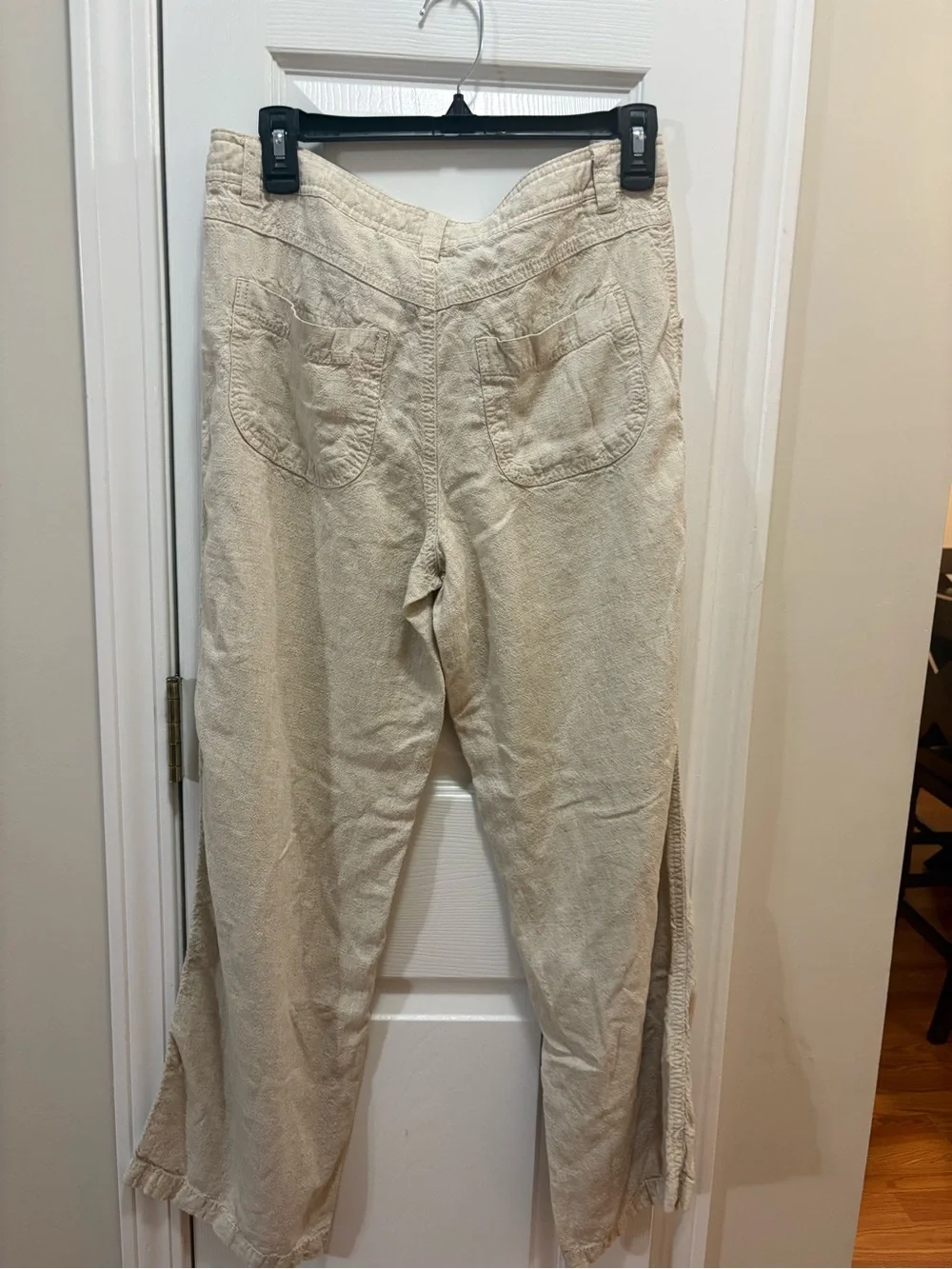 H&M Linen-Blend Drawstring Chinos — Light Natural